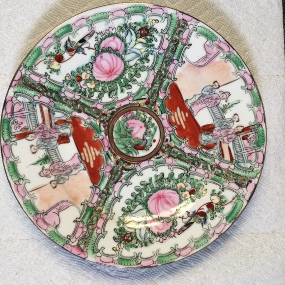 Vintage Chinese medallion porcelain handmade in Macau plate decorative 9" - Picture 2 of 8